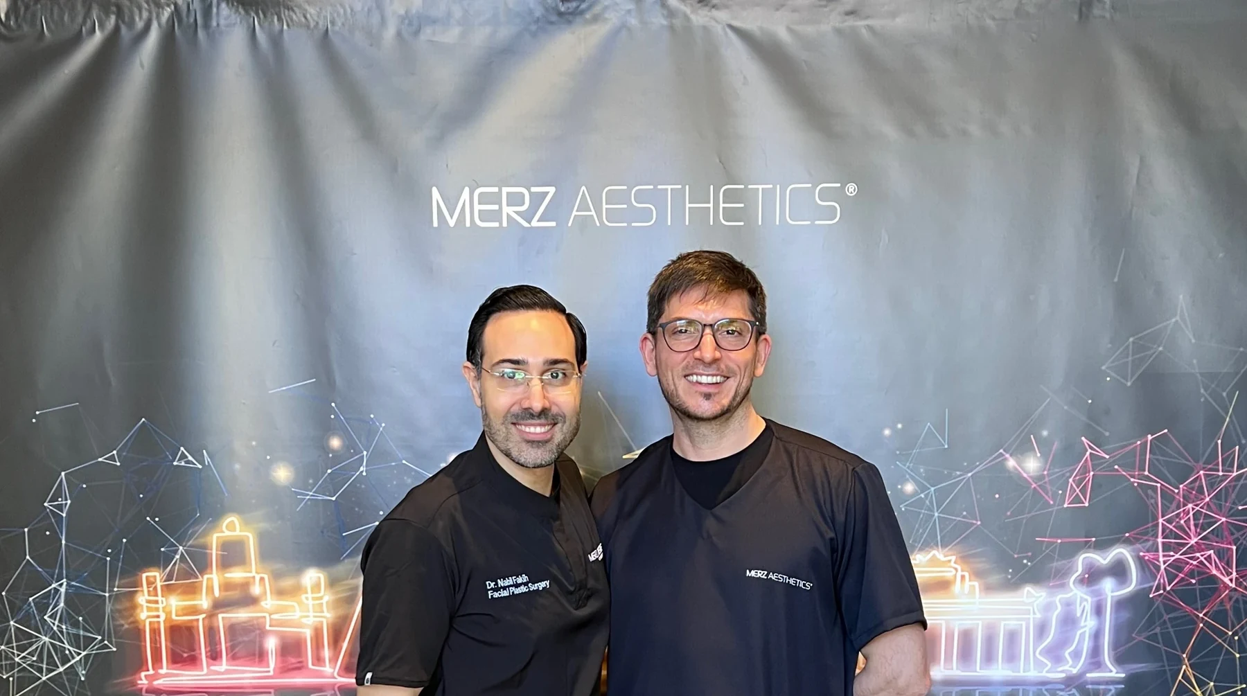 El Dr. Sebastiani con el Dr. Nabil Fakih en el LATAM Speaker Training de Merz, Madrid